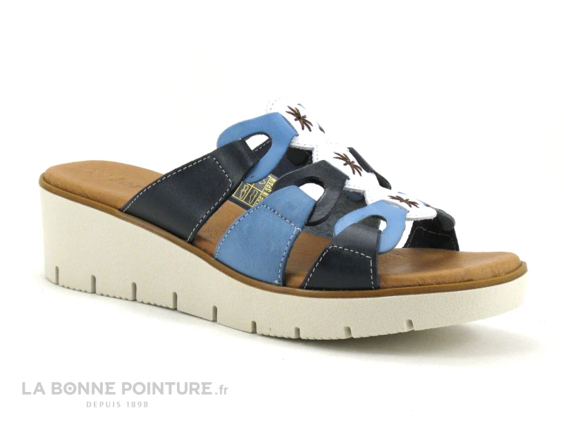 Jordana 35 Fantasia - Bleu Marine - Blanc - Bleu Clair - Mule Compensee - Image 5