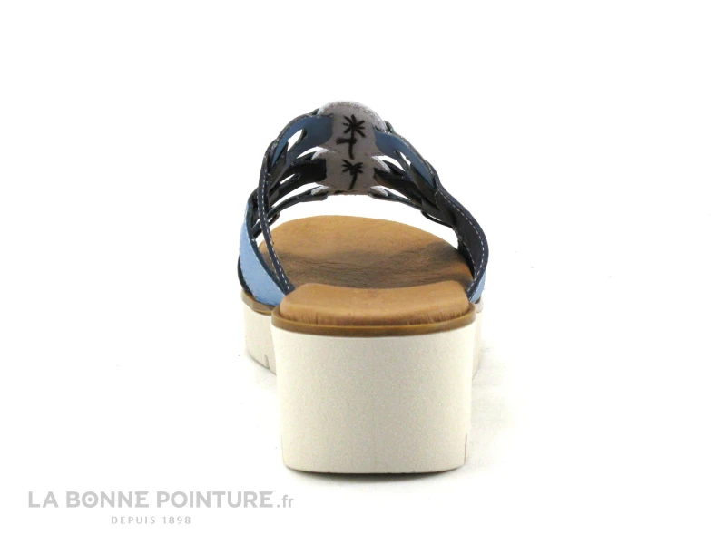 Jordana 35 Fantasia - Bleu Marine - Blanc - Bleu Clair - Mule Compensee - Image 4