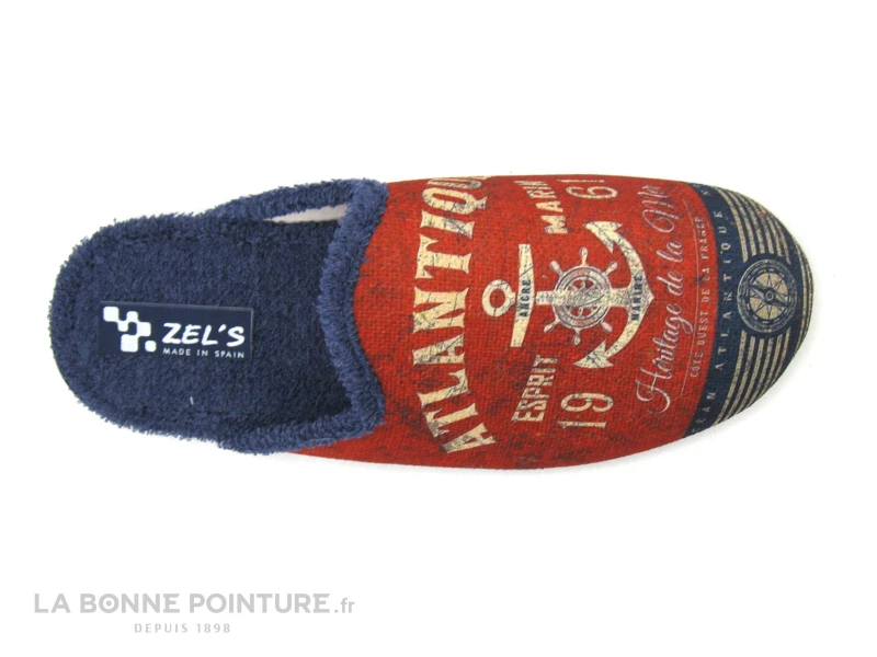 Zels 7549 Rouge - Bleu Marine - Ancre - Pantoufle Mule Homme - Image 2