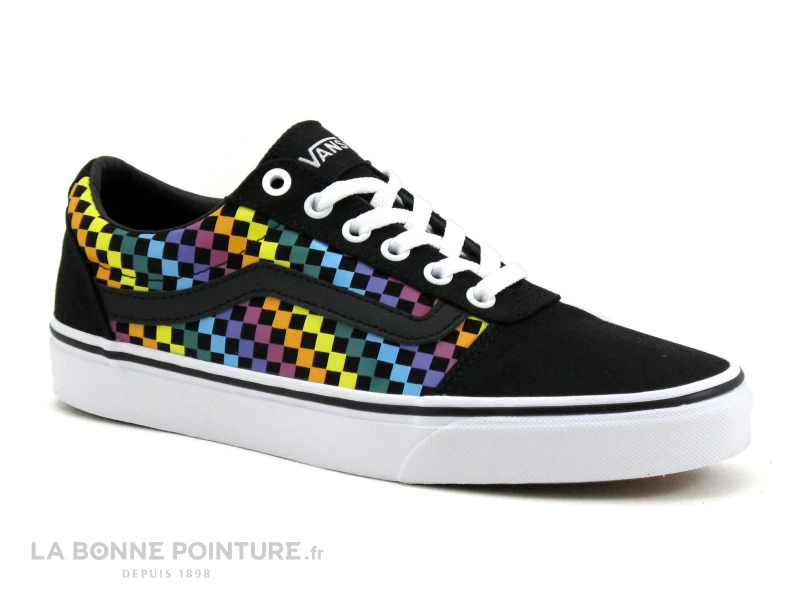 Vans WARD Rainbow Mini Check Noir - Basket Toile - Image 5