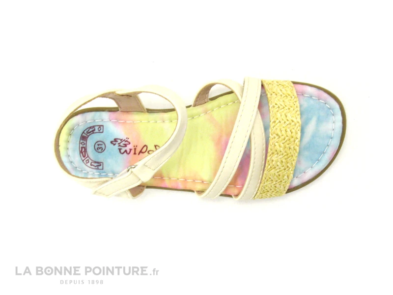 Wipop YOVICO Beige - Paille - Semelle Multicolore - Sandale Fille - Image 3