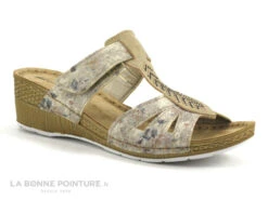 Morans MOUVIK Beige - Mule Femme A Talon Compense