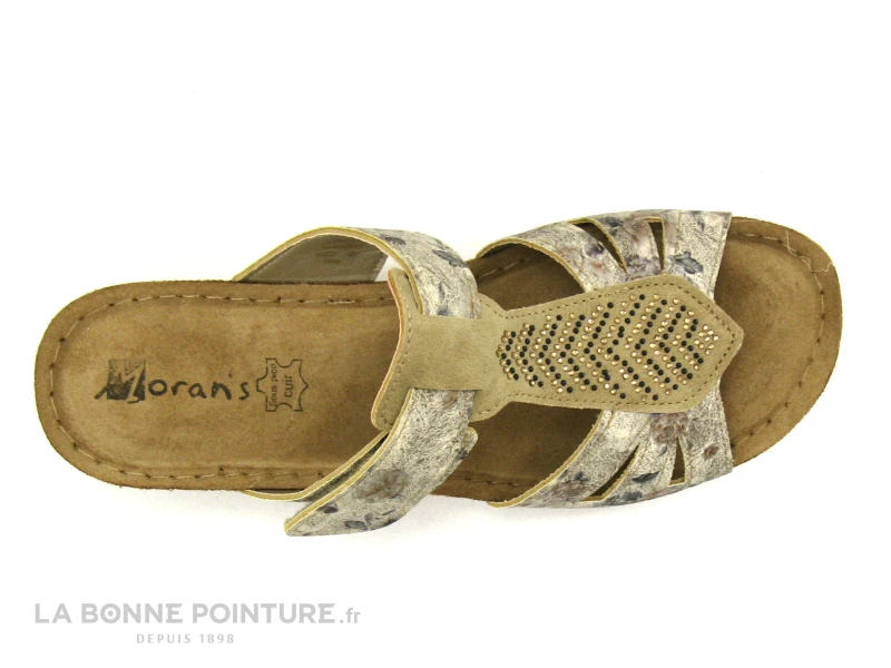 Morans MOUVIK Beige - Mule Femme A Talon Compense - Image 3