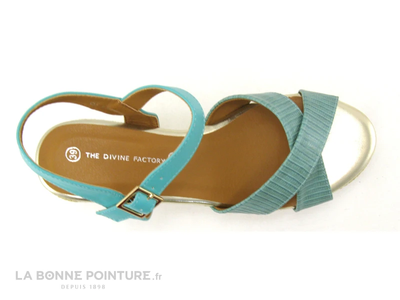 The Divine Factory QL4350 Vert D Eau - Sandale Talon Compense - Image 3