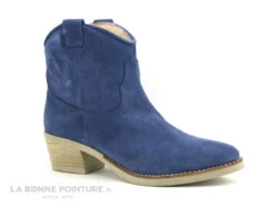 Caty Kivala TEXAS Velours Bleu - Boots Femme