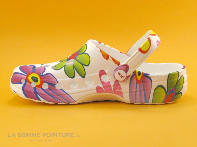 Woz Cheese Flowers - Blanc Et Fleurs Multicolores - Sabot Femme - Image 3