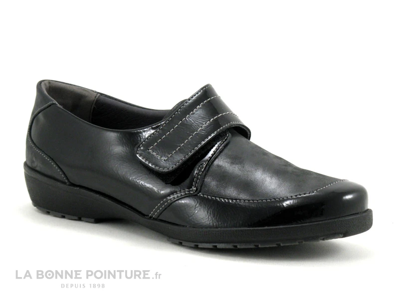 Suave LONDON 8010T - Noir - Noir Verni - Chaussure Femme Avec Velcro