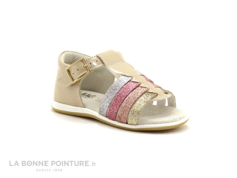 MKids MEDOR Beige - Rose Argent Or Paillete - Sandale
