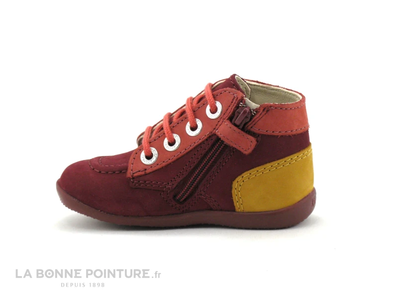 Kickers BONZIP-2 Bordeaux Rose Jaune - 859966 - Boots Fille - Image 4