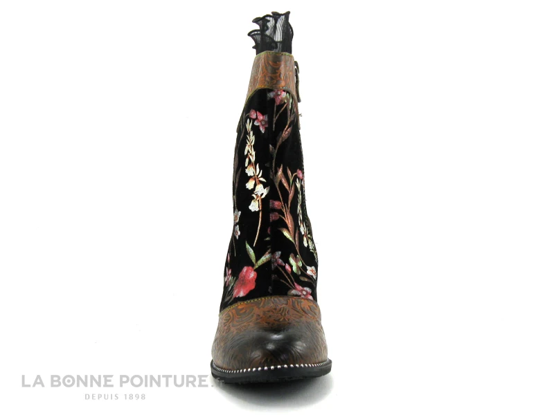 Laura Vita LEDAO 01 Wine - Bottine Femme Avec Fleurs - Talon Haut - Image 2