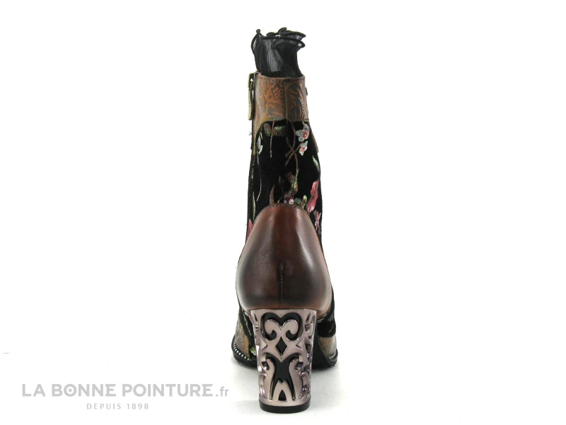 Laura Vita LEDAO 01 Wine - Bottine Femme Avec Fleurs - Talon Haut - Image 4