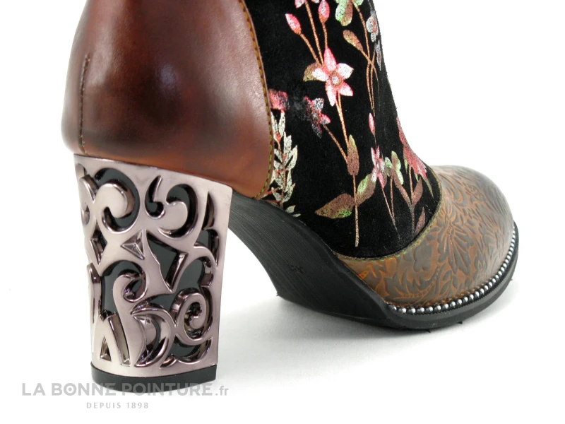 Laura Vita LEDAO 01 Wine - Bottine Femme Avec Fleurs - Talon Haut - Image 5