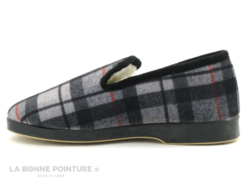 Ouf CLARET Gris Ecossais - Charentaise Homme Interieur Laine - Image 2