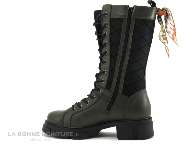 GoodStep 3625-D07 Kaki - Noir Matelasse - Bottine Lacet Femme - Image 3