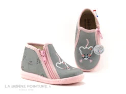 Bellamy MIEL Souris Grise - Chausson Fille Avec Zip