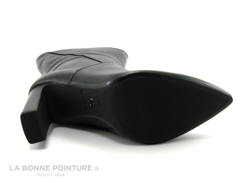 Tamaris 1-25349-29 Black - Bottine Talon Haut En Cuir Noir - Bout Pointu - Image 7