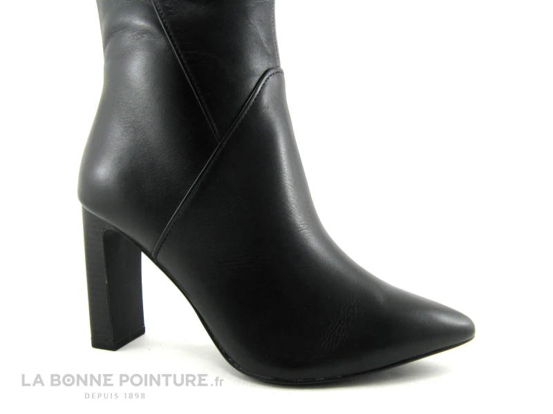 Tamaris 1-25349-29 Black - Bottine Talon Haut En Cuir Noir - Bout Pointu - Image 6
