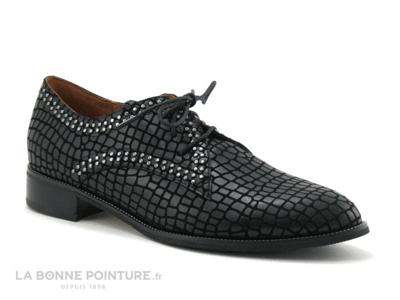 MamZelle SONATE Croco Noir - Chaussure Lacet Femme