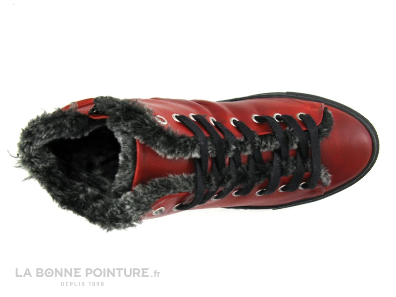 Morans GRALU Rouge - Basket Montante Femme - Fourrure Grise - Image 6
