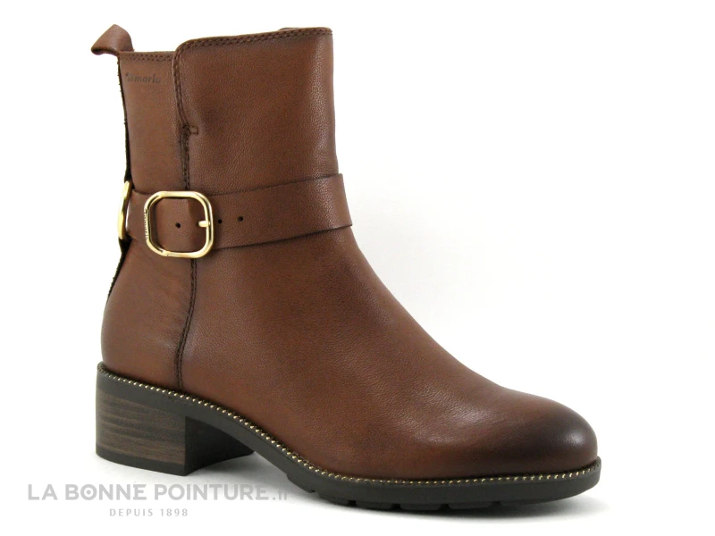 Tamaris 1-25322-27 Marron - Bottine Zippee - Bride Cheville Boucle Or - Image 5