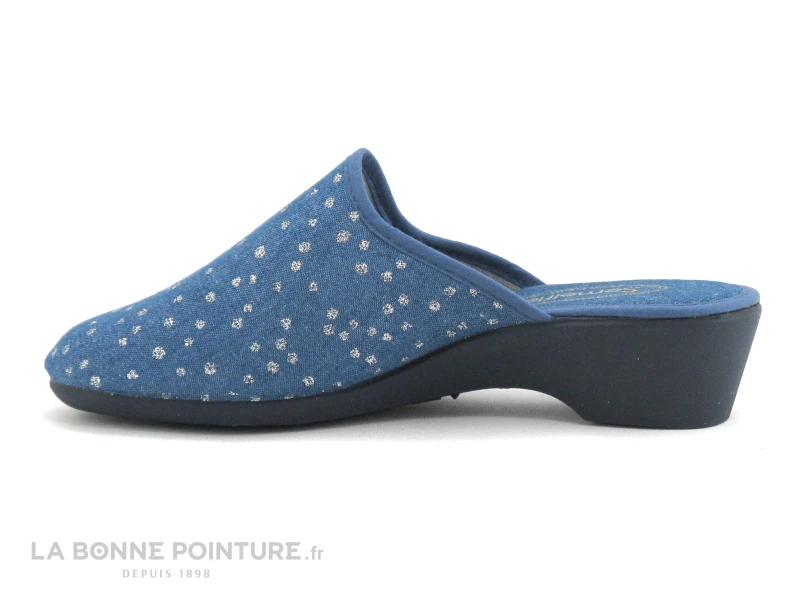 Semelflex COLETTE - Bleu Jeans - Pois Argent - Pantoufle Mule Femme - Image 3