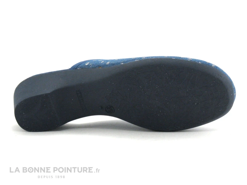 Semelflex COLETTE - Bleu Jeans - Pois Argent - Pantoufle Mule Femme - Image 7