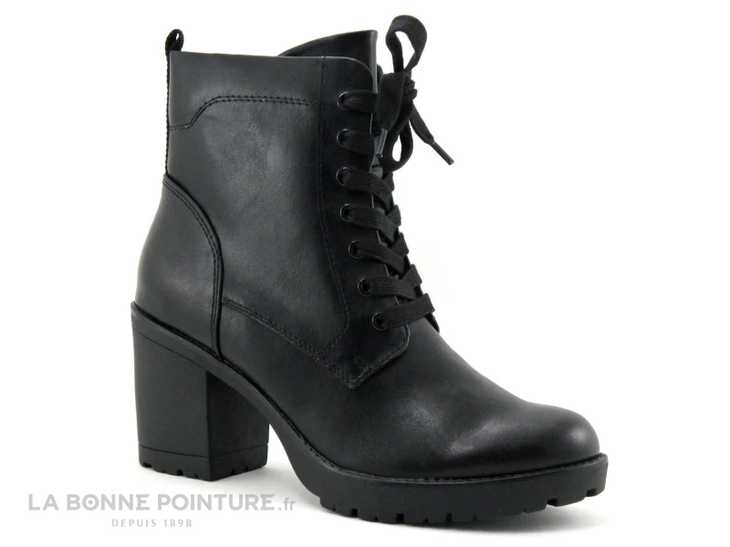 Marco Tozzi 2-25204-27 - Bottine Noire A Lacet Avec Talon Haut Epais - Image 5