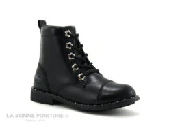 Wipop WOLFF Noir - Chaussure Montante Fille - Oeillets Fleurs
