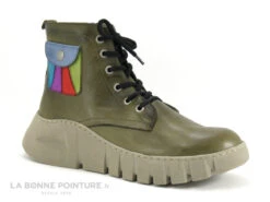 Karyoka IAN Kaki - Pochette Multicolore - Boots Plateforme Femme Kaki