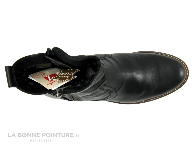 Morans SALICIA Noir - Boots Femme Cuir Noir Avec 2 Zips - Image 6