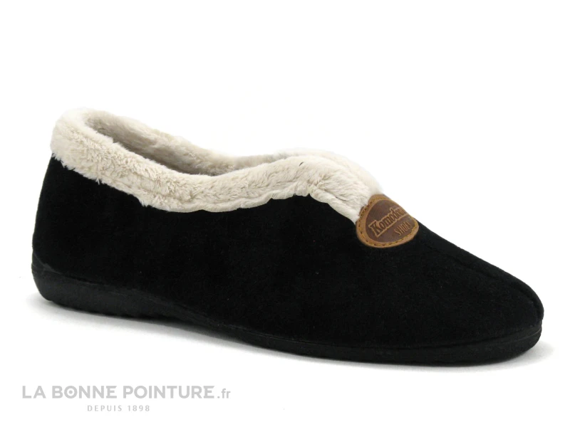 Komodonas Soca - 0356 Velours Noir - Fourrure Beige - Chausson