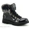3 Pommes ACORA Noir - Boots Fille Noir Verni - Haut Fourrure Grise
