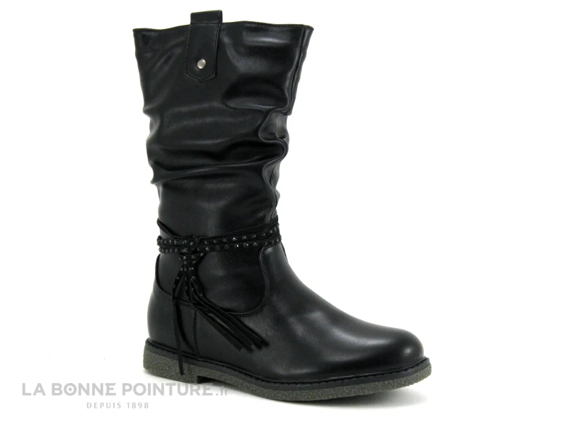 Wipop DUCLAIR Noir - Botte Fille Noire Avec Tige Froncee - Image 4