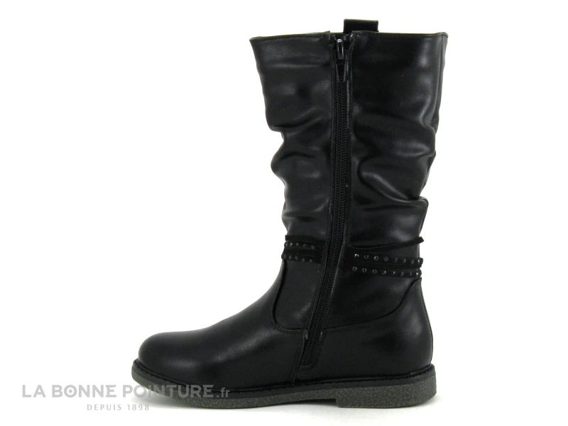 Wipop DUCLAIR Noir - Botte Fille Noire Avec Tige Froncee - Image 3