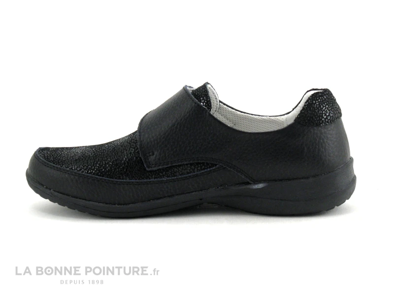 TopWay B843074 Noir - Noir Craquele Brillant - Chaussure Femme Velcro - Image 2