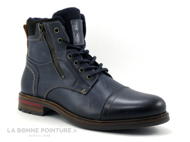 Arid RYAN Marine - Boots Homme Cuir Bleu Marine - Zip Et Lacet - Image 5