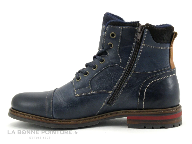 Arid RYAN Marine - Boots Homme Cuir Bleu Marine - Zip Et Lacet - Image 3