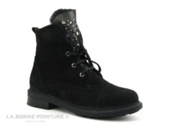 Lily Mood 18-350 Black Nubuck - Perles Languette - Chaussure Montante