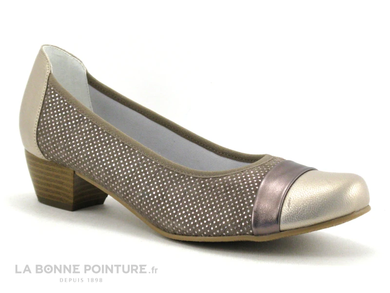 Inea RIO Taupe - Escarpin Petit Talon En Cuir - Image 5