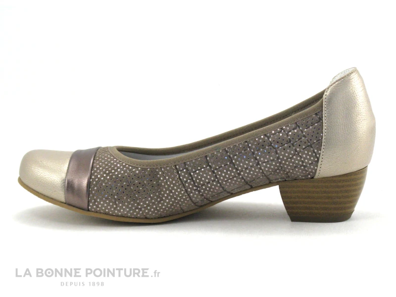 Inea RIO Taupe - Escarpin Petit Talon En Cuir - Image 3