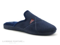 Ouf Initial VAILLAC Bleu Marine - Pantoufle Velours Homme