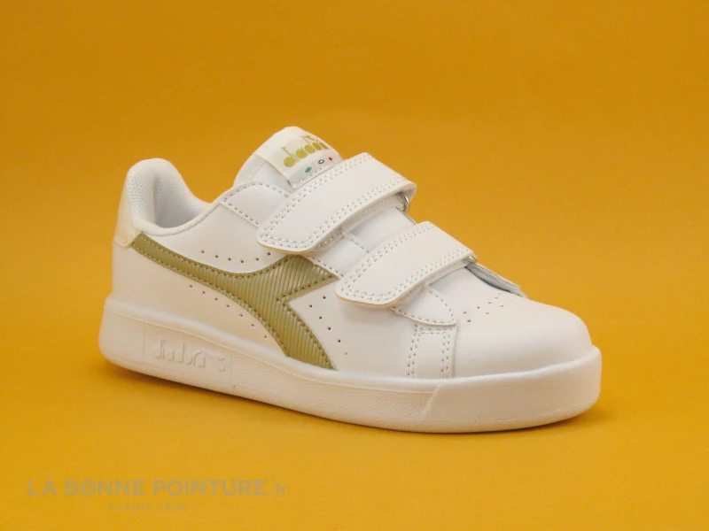 Diadora GAME P PS Girl - White Gold - Basket Fille 2 Scratches - Blanc Or - Image 5