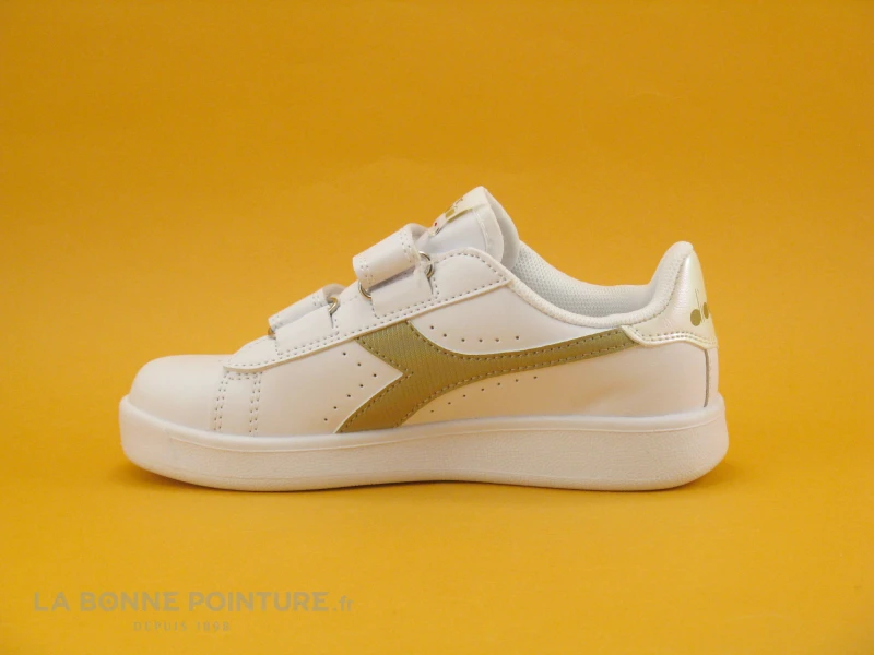 Diadora GAME P PS Girl - White Gold - Basket Fille 2 Scratches - Blanc Or - Image 3