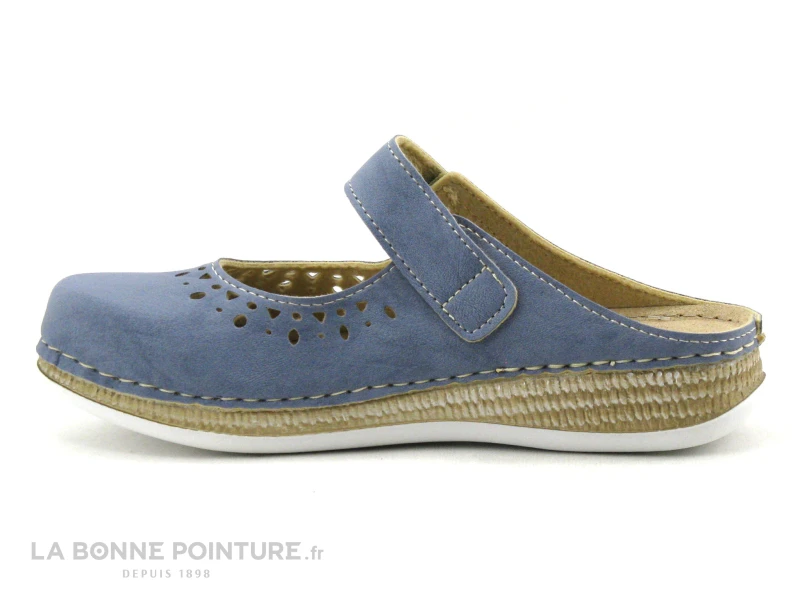 Morans MONCEY 28714 Bleu Jean - Sabot Femme Avec Velcro - Image 3