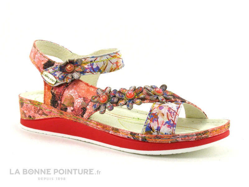 Laura Vita BRCUELO 91 Cerise - Sandale Reglable Femme Avec Scratches - Image 5