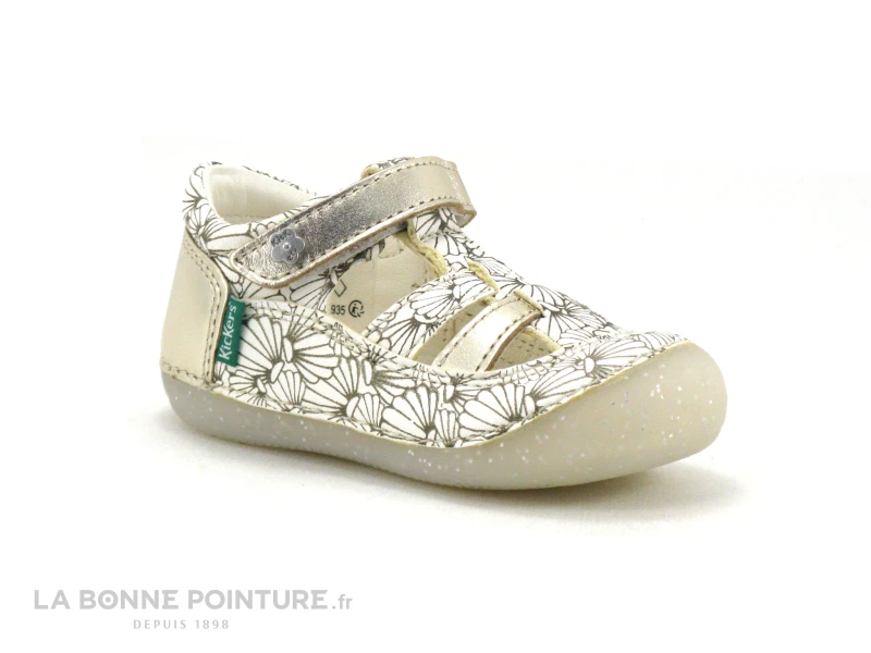 Kickers SUSHY Blanc Argent Coquillage - Sandale Fille Premiers Pas - Image 5