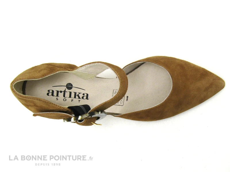 Artika YNATA Vel Daim - Escarpin Jaune Ocre - Talon Haut - Bout Pointu - Image 6