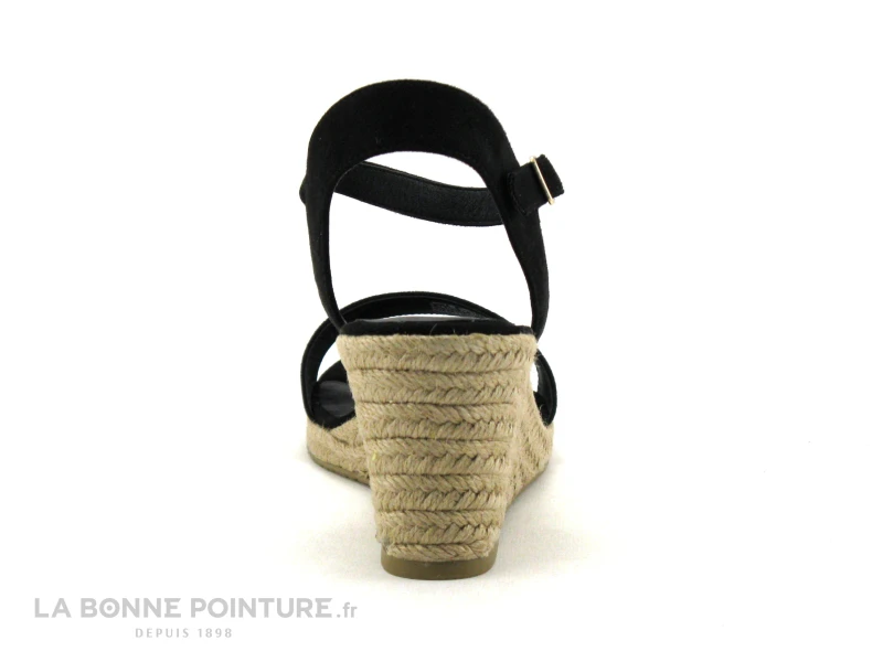 Tamaris 1-28300-20 Black - Nu-pieds Talon Compense En Toile Noire - Image 4