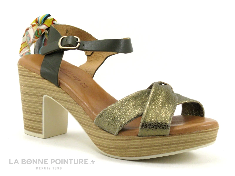 Good Step 3114-L46 Dromix Kaki - Foulard - Sandale Talon Haut