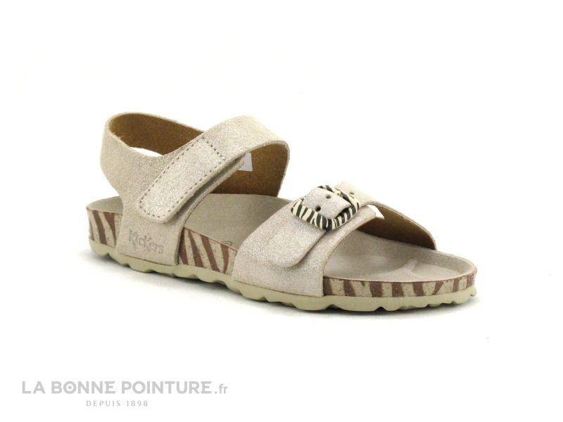 Kickers SUNKRO 858547 Argent Zebre - Sandale Reglable Fille